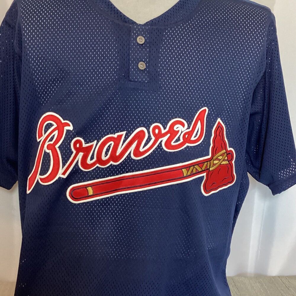 Vintage Atlanta Braves Jersey Blue Mesh Size XXL Stitched MLB Patch USA Wilson - Picture 2 of 7